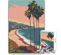 Puzzle de 1000 pièces pour Adolescents - Coucher de Soleil sur la Plage de Los Angeles - Jeu de réflexion - Décoration Murale - Idée Cadeau pour Un Père Noël Secret - Dimensions 38x26cm