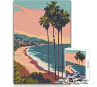 Puzzle de 1000 pièces pour Adolescents - Coucher de Soleil sur la Plage de Los Angeles - Jeu éducatif et Artistique - Cadeau d'anniversaire - Cadeau de Père Noël Secret - Dimensions 38x52cm
