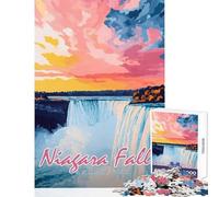Puzzle de 1000 pièces pour adolescents Coucher de soleil sur les chutes du Niagara Décoration murale Cadeau d'anniversaire Jeu éducatif Stimule la motricité fine et la concentration Dimensions 38x26cm