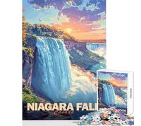 Puzzle de 1000 pièces pour Adolescents Coucher de Soleil sur Les Chutes du Niagara Jeu Impossible Cadeau et Jouet idéal pour se détendre (38x52cm)