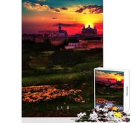 Puzzle de 1000 pièces pour Adolescents Coucher de Soleil sur Les remparts de Mdina à Malte Jeu Amusant Assemblage de Motifs Jouet à Monter soi-même Collection d'artistes Beaux-Arts (38x26cm)