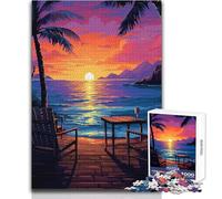 Puzzle de 1000 pièces pour Adolescents-Coucher de Soleil sur l'océan à Hawaï-Pixel-Idéal pour des soirées Jeux et des Moments de détente en Famille-Analyse et logique-Cadeau d'anniversaire-38x52cm