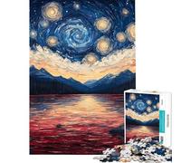 Puzzle de 1000 pièces pour Adolescents Coucher de Soleil sur Un lac étoilé Découpe de précision Idéal pour Partager Un Moment Complice en Famille Cadeau de Noël ou d'anniversaire (: 38x52cm)