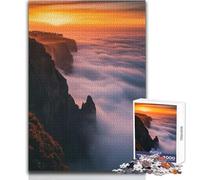 Puzzle de 1000 pièces pour Adolescents - Coucher de Soleil sur Une mer de Nuages - Apaisant et Relaxant - Jeu de précision - Dimensions:38x26cm
