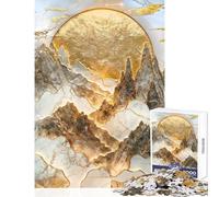 Puzzle de 1000 pièces pour Adolescents Coucher de Soleil sur Une Montagne dorée Jeu Impossible pour Toute la Famille Décoration Murale Cadeau Unique pour Un Anniversaire ou Noël (50x75cm)