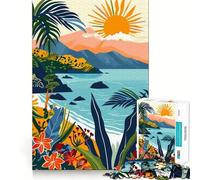 Puzzle de 1000 pièces pour Adolescents Coucher de Soleil sur Une Plage Tropicale Île Éolienne Italie Découpe précise Jeu ludique et cognitif Idéal pour Les Moments de détente Décoration de