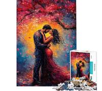 Puzzle de 1000 pièces pour Adolescents Couple Romantique sous Le Sapin découpe de précision Interaction Parent-Enfant Cadeau de Noël ou d'anniversaire (Taille 50x75cm)