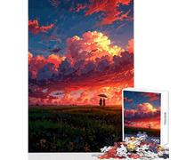 Puzzle de 1000 pièces pour Adolescents Couple sous Un Parapluie au Coucher du Soleil Jeu Anti-Stress Cadeau d'anniversaire Jeu Relaxant et Stimulant Dimensions 38x52cm