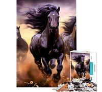 Puzzle de 1000 pièces pour Adolescents Course de Trois Chevaux défi éducatif Jeu de Construction pour Les 14 Ans et Plus (50x75cm)