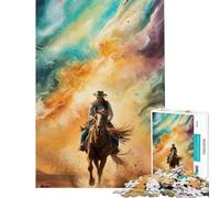 Puzzle de 1000 pièces pour Adolescents Cowboy à Cheval à Travers Une nébuleuse Jeu éducatif et ludique pour Toute la Famille idées Cadeaux (Taille 50x75cm)