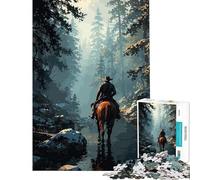 Puzzle de 1000 pièces pour Adolescents Cowboy à Cheval dans Un ruisseau forestier idéal pour Un Anniversaire ou Noël Un Jeu Impossible Une véritable œuvre d'art à partir de 14 Ans (50x75cm)