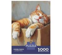 Puzzle De 1000 Pièces pour Adolescents Cozy Cat Nap Box Puzzles pour Adolescents - Défi Difficile - Chaque Pièce Est Unique - Jouets Éducatifs 52x38cm/1000pcs