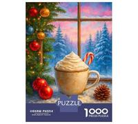 Puzzle De 1000 Pièces pour Adolescents Cozy Christmas Cocoa by The Window Puzzle Jeu Manuel Difficile Difficile Cadeaux pour Les Amis Et La Famille 52x38cm/1000pcs