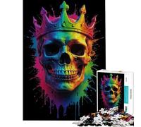 Puzzle de 1000 pièces pour Adolescents crâne Arc-en-Ciel avec Couronne Jeu Manuel éducatif et Stimulant Cadeau pour Femmes et Hommes décoration intérieure (Taille 50x75cm)