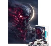 Puzzle de 1000 pièces pour Adolescents Crâne d'astronaute avec énergie Rouge Jeu Stimulant et Amusant Idée Cadeau Originale (Dimensions 38x52cm)