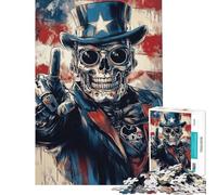 Puzzle de 1000 pièces pour Adolescents crâne d'Oncle Sam idéal pour Un Anniversaire ou Noël Jeu éducatif Difficile à Jouer à partir de 14 Ans (38x26cm)