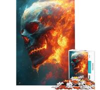 Puzzle de 1000 pièces pour Adolescents Crâne enflammé Aide à exercer Le Cerveau l'analyse et la logique Jeu éducatif pour Les 14 Ans et Plus (38x26cm)