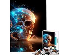 Puzzle de 1000 pièces pour Adolescents Crâne et tentacules de Pieuvre Art numérique Jeu éducatif Jouet Jeu intellectuel Une œuvre d'art (Dimensions 50x75cm)