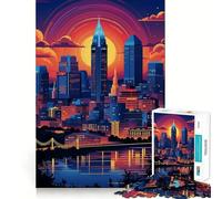 Puzzle de 1000 pièces pour Adolescents Crépuscule à Cincinnati, Ohio, Sharp Cut Craft, Jeu cognitif Amusant, Jeu pour Passer Le Temps, décoration de Noël pour la Maison (38x52cm)