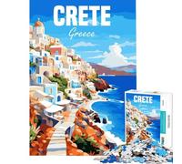 Puzzle de 1000 pièces pour Adolescents Crète Grèce Difficile et Stimulant mais Amusant et Humoristique Décoration Murale Convient aux 14 Ans et Plus (38x26cm)