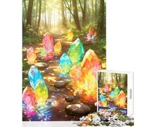 Puzzle de 1000 pièces pour Adolescents Cristaux Arc-en-Ciel dans Un ruisseau forestier Jeu Pratique pour Femmes et Hommes Découpe de précision (38x26cm)