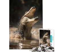 Puzzle de 1000 pièces pour Adolescents Crocodile prédateur en embuscade Jeu éducatif et Relaxant Cadeau d'anniversaire (Dimensions 38x26cm)