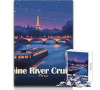 Puzzle de 1000 pièces pour Adolescents - Croisières sur la Seine - Paris Nocturne - Casse-tête - Jeux de société familiaux - Améliore la mémoire - Idée Cadeau d'anniversaire - Dimensions 38x26cm