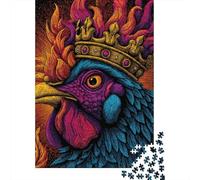 Puzzle De 1000 Pièces pour Adolescents Crowned Rooster Art Print Puzzles pour Adultes Jeu Familial Amusant Et Humoristique, Idéal comme Cadeau 52x38cm/1000pcs
