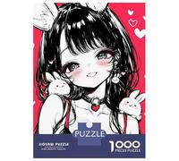 Puzzle De 1000 Pièces pour Adolescents Cute Anime Bunny Girl with Heart Collar and Rabbits Puzzle Adulte Jeux Amusants Cadeaux pour Femmes Cadeaux d'anniversaire Et De Noël Uniques 38x26cm/1000pcs