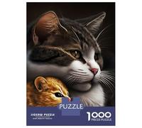 Puzzle De 1000 Pièces pour Adolescents Cute Cat and Mouse Puzzles pour Adultes - Jeux De Détente, D'analyse Et De Logique - Cadeaux De Noël Et d'anniversaire 52x38cm/1000pcs