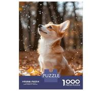 Puzzle De 1000 Pièces pour Adolescents Cute Corgi Puppy in Autumn Leaves Puzzle Adulte Jeu Manuel D'assemblage De Motifs Idéal comme Cadeau 52x38cm/1000pcs