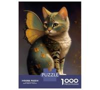 Puzzle De 1000 Pièces pour Adolescents Cute Fantasy Butterfly Cat Puzzle, Jouet, Décoration Murale, Défi Difficile, Cadeau pour Les Amis Et La Famille 38x26cm/1000pcs
