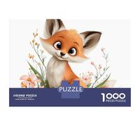 Puzzle De 1000 Pièces pour Adolescents Cute Fox with Flowers Casse-têtes pour Adultes - Jeu De Réflexion, Analyse Et Logique - Stimule Le Cerveau 38x26cm/1000pcs