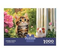 Puzzle De 1000 Pièces pour Adolescents Cute Kitten and Guinea Pig Friends Puzzles pour Adultes, Jeu De Réflexion, Cadeau D'assemblage De Motifs pour Les Amis Et La Famille 52x38cm/1000pcs