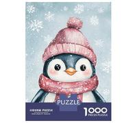 Puzzle De 1000 Pièces pour Adolescents Cute Penguin in Winter Hat-1 Puzzle pour Adultes Jeu Familial Décoration Intérieure Cadeaux Uniques d'anniversaire Et De Noël 52x38cm/1000pcs
