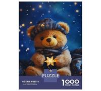 Puzzle De 1000 Pièces pour Adolescents Cute Teddy Bear with Star Light Puzzle Adulte Jeu Manuel D'assemblage De Motifs Idéal comme Cadeau 52x38cm/1000pcs
