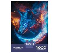 Puzzle De 1000 Pièces pour Adolescents Cyber Wolf Moon Nebula Puzzle pour Adultes Jeux Relaxants Découpe De Précision Difficile Et Stimulant 70x50cm/1000pcs