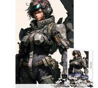 Puzzle de 1000 pièces pour Adolescents Cyborg Soldat féminin Décoration Murale Cadeau d'anniversaire Jeu Relaxant pour développer la motricité Fine et Le Cerveau Dimensions 50x75cm