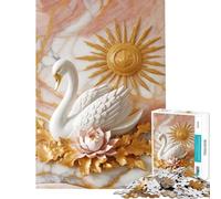 Puzzle de 1000 pièces pour Adolescents Cygne Blanc ﹨u Décoration Soleil Jeu Familial Défi cérébral Jouet addictif Cadeau Père Noël Secret Améliore la mémoire (Dimensions 50x75cm)
