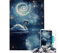Puzzle de 1000 pièces pour Adolescents Cygne sous Une Lune tourbillonnante Jeu Relaxant Jouet addictif pour cultiver la Patience défi Stimulant (Dimensions 38x26cm)
