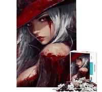 Puzzle de 1000 pièces pour Adolescents Dame en Rouge Activités Amusantes à la Maison améliore la mémoire Jeux en Famille Convient aux 14 Ans et Plus (50x75cm)