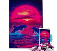 Puzzle de 1000 pièces pour Adolescents Dauphin Aquarelle Jouet Animal Jeu éducatif Casse-tête décoration Murale Cadeau de Père Noël Secret (Taille 38x26cm)