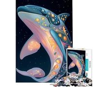 Puzzle de 1000 pièces pour Adolescents Dauphin orné dans l'espace Jeu Familial Stimulant pour se détendre (Dimensions 38x26cm)