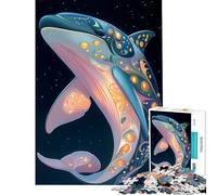 Puzzle de 1000 pièces pour Adolescents Dauphin orné dans l'espace Jeux familiaux Jouets Jeux éducatifs Cadeaux de Noël Secret Convient aux Couples (Taille 75x50cm)