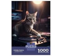 Puzzle de 1000 pièces pour adolescents Deejay Cat Scratch Club Puzzle pour adultes Jeu de main Course de vitesse Unique Anniversaire et idée cadeau 38 x 26 cm/1000 pièces
