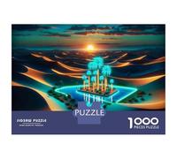 Puzzle De 1000 Pièces pour Adolescents Desert Oasis with Neon Lights Puzzles pour Adultes - Défi Difficile - Activités Amusantes À La Maison pour Les Jeux 70x50cm/1000pcs