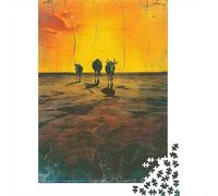 Puzzle De 1000 Pièces pour Adolescents Desert Sunset with Antelope Silhouettes Puzzles pour Adultes Jeu Familial Amusant Et Humoristique, Idéal comme Cadeau 70x50cm/1000pcs