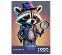 Puzzle De 1000 Pièces pour Adolescents Detective Raccoon Puzzle pour Adultes Jeu Manuel Défi Difficile Est Idéal comme Cadeau 70x50cm/1000pcs