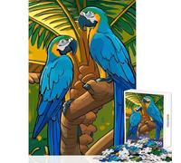 Puzzle de 1000 pièces pour Adolescents Deux aras sur Une Branche Jeu à Monter soi-même idéal pour Les Adolescents Cadeau Parfait et activité Manuelle Amusante à Faire à la Maison Dimensions 38x26 cm