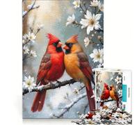Puzzle de 1000 pièces pour Adolescents Deux Cardinaux perchés Jeu à Faire soi-même Interaction Parent-Enfant Cadeau d'anniversaire Original 38x52cm